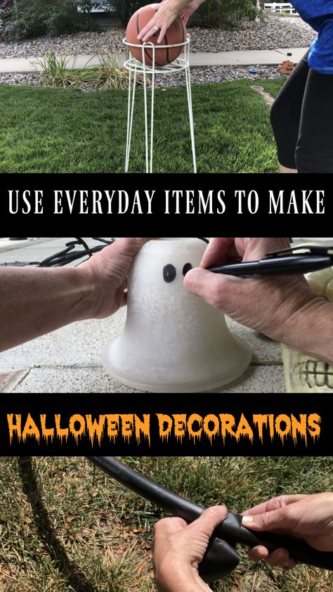 Creepy Cloth Decorations Outside, Upcycle Halloween Decorations, Recycled Halloween Decorations, Quick Diy Halloween Decorations, Cheap Diy Halloween Decorations Outdoor, Upcycled Halloween Decorations, Upcycle Halloween, Make Halloween Decorations, Halloween Yard Decorations Diy