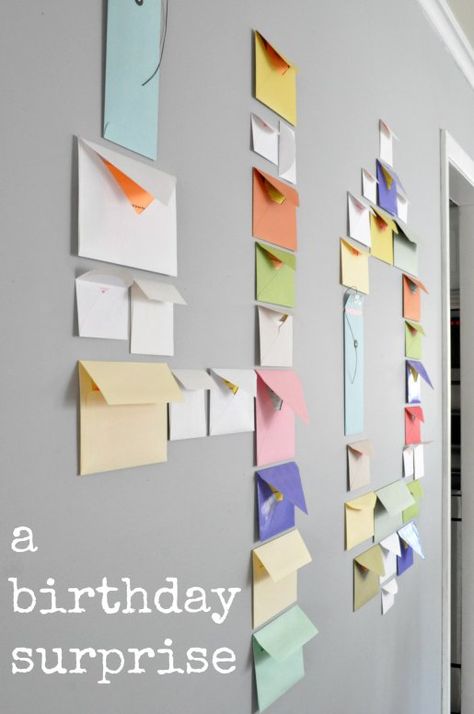 40 Envelopes with 40 Memories for a 40th Birthday Birthday Surprise Ideas, Husband 40th Birthday, 40th Bday Ideas, Surprise Ideas, 40th Birthday Parties, 40th Birthday Gifts, 50th Birthday Party, 70th Birthday, Birthday Surprise