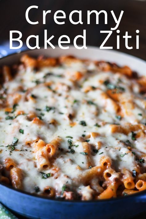 Ziti With Cream Cheese, Ziti With Ricotta Cheese, Pan Cheeseburger, Copycat Hamburger Helper, Ziti Bake, Creamy Baked Ziti, Cheese Ziti, Baked Ziti With Ricotta, Simmering Pot