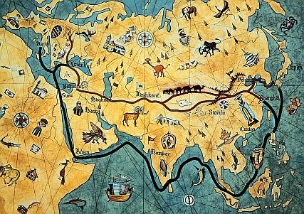 Silk routes. Silk Road Map, Silk Route, Blog Art, Marco Polo, Old Maps, Silk Road, Ancient China, Historical Maps, Central Asia