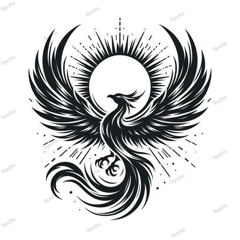 Phinex Bird Drawing, Black And White Phoenix Tattoo, Phoenix Tattoo Back, Fenix Tattoo Design, Phoenix Bird Drawing, Phoenix Tattoo Men, The Phoenix Bird, Tato Phoenix, Fenix Tattoo