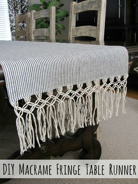 Lace Weaving, Fringe Table, Burlap Ideas, Macrame Fringe, Table Runner Diy, Macrame Table, Driven By Decor, Makramee Diy, Macrame Table Runner