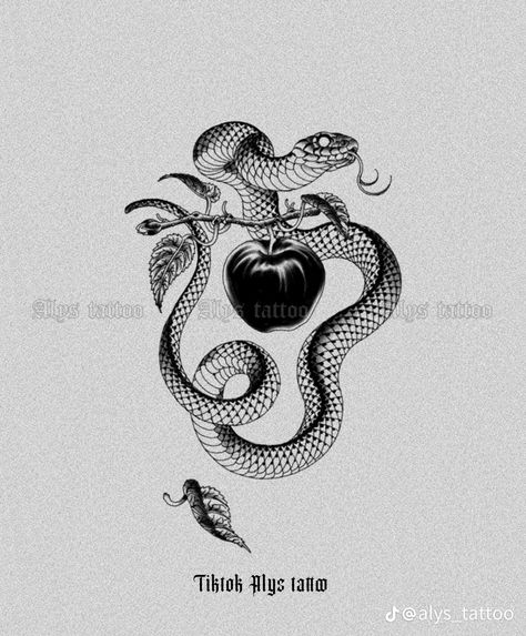 Hognose Snake Tattoo, Snake And Apple Tattoo, Snake And Apple, Apple Tattoo, Hognose Snake, Tattoo Snake, Roman Numeral Tattoos, Snake Drawing, Hoodie Png