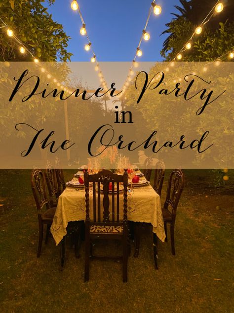 Dinner Party in the Orchard - Celebrate & Decorate Winery Themed Party, Vineyard Dinner Party, Alfresco Dinner Party, Wine Party Decorations, Vineyard Dinner, Winery Party, Winery Ideas, Country Themed Parties, Beautiful Flatware