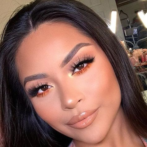 Bright Orange Makeup, Makeup Looks Orange Brown, Eye Makeup For Ginger Hair, Orange Hoco Makeup, November Eyeshadow Looks, Orange Inner Corner Makeup, Brown And Orange Makeup, Orange And Blue Makeup Looks, Thanksgiving Make Up