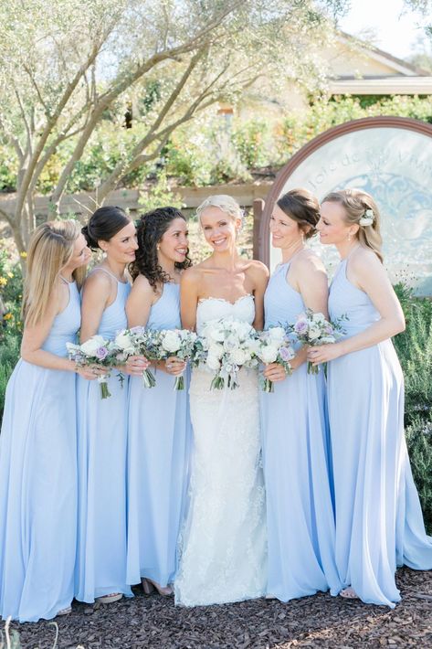 Cornflower Blue Wedding Theme, Light Blue And Lavender Wedding Colors, Purple And Blue Summer Wedding, Lavender And Dusty Blue Wedding Bridesmaid Dresses, Light Blue And Purple Wedding Bridesmaid Dresses, Lavender Blue And White Bouquet, Azazie Lavender Bridesmaid Dresses, Blue And Lavender Wedding, Bridesmaids Pictures