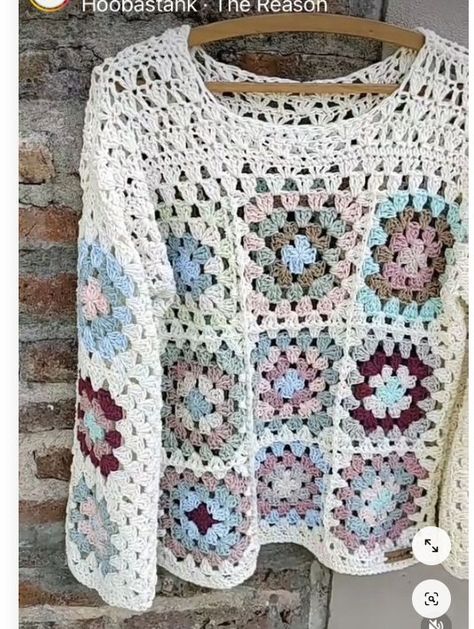 Granny Square Jumper, Granny Square Pullover, Cardigans Crochet, Modern Haken, Crochet Cardigan Pattern Free, Granny Square Crochet Patterns Free, Crochet Jumper, Crochet Sweater Pattern Free, Crochet Vest Pattern