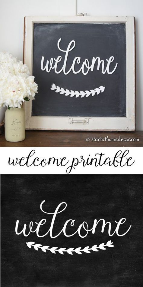 Free welcome chalkboard printable from start at home decor Chalkboard Writing, At Home Decor, Kitchen Chalkboard, Home Quotes, Chalkboard Printables, Chalkboard Lettering, Chalkboard Designs, Diy Chalkboard, Welcome Signs