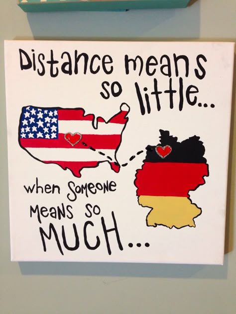 Distance means so little when someone means so much USA to Germany canvas Present For Long Distance Friend, Gift For Online Friend, Distance Means So Little When Someone, Birthday Gift Ideas For Long Distance Best Friend, Gift For Long Distance Friend, Shopping Boyfriend, Gift For Long Distance Boyfriend, Boyfriend Christmas Diy, Ldr Gifts