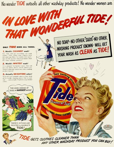 1950s TIDE Detergent Ad : Vintage Retro Flashback : Free Download, Borrow, and Streaming : Internet Archive Laundry Detergent Ads, Laundry Detergent Brands, Tide Laundry, Tide Laundry Detergent, Detergent Brands, Tide Detergent, Vintage Laundry, Portfolio Inspiration, Magazine Ad