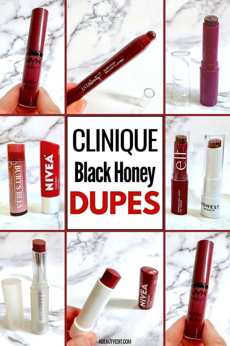 Clinique Black Honey Dupes Black Cherry Lipstick Clinique, Clinic Black Honey Lipstick, Clinique Black Honey Lipstick, Clinique Black Honey Aesthetic, Black Honey Aesthetic, Honey Makeup Look, Black Honey Makeup, Black Honey Clinique, Black Honey Lipstick