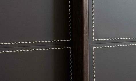 leather stitch Clay Restaurant, Leather Wardrobe, Italian Wardrobe, Bed Backrest, Wardrobe Dresser, Wardrobe Door Designs, Joinery Details, Leather Detailing, Interior Design Themes