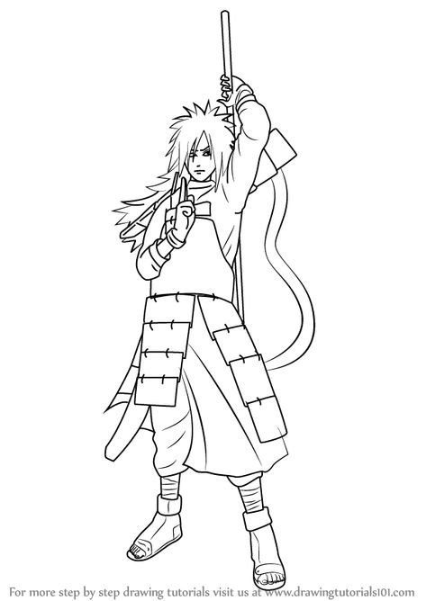 Learn How to Draw Madara Uchiha from Naruto (Naruto) Step by Step : Drawing Tutorials Madara Lineart, Madara Uchiha Drawing, Madara Drawing, Drawing Ideas Step By Step, Naruto Coloring Pages, Naruto Coloring, Kid Kakashi, Naruto Drawings Easy, Anime Coloring Pages