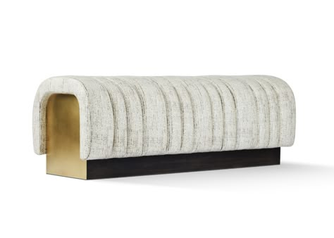 Cavallo Channelled Bench – R HUGHES Bleached Walnut, Settee Dining, Прикроватные Тумбочки, Bed End, Burnished Brass, Daybed Sofa, Natural Walnut, Unlacquered Brass, Furniture Details