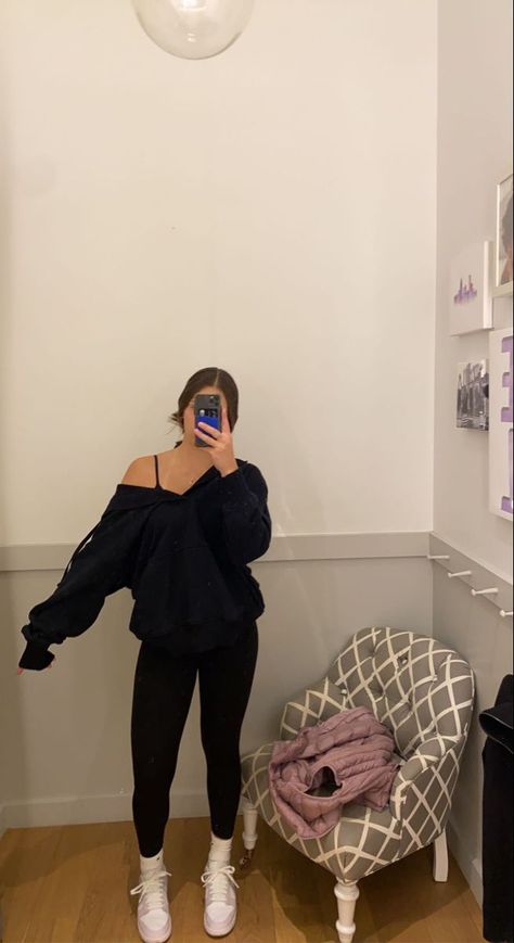 All Black Outfit Aesthetic, Nike Dunk Outfit, Black Outfit Aesthetic, Leggins Outfit, Dunk Outfit, Outfits Leggins, Adrette Outfits, Cute Outfits With Leggings, Look Legging