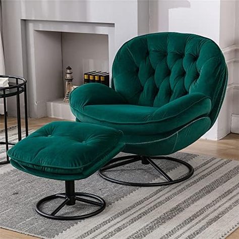 Vogue Decor, Chic Accent Chairs, Reading Chairs, Accent Chair With Ottoman, Comfy Reading Chair, Modern Swivel Chair, Comfy Armchair, Comfy Living Room, Chair With Ottoman