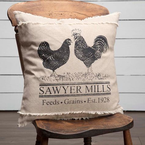 News - Allysons Place Black Stencil, Chicken Pillows, Pig Pillow, Farmhouse Throw Pillow, Vhc Brands, Vintage Farmhouse Style, Fringe Pillows, Chambray Fabric, Decor Pillows