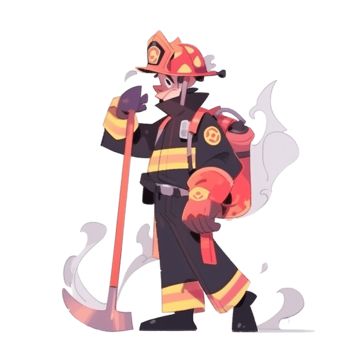 Firefighter Pose Reference, Firefighter Character Art, Fire Fighter Character Design, Fireman Character Design, Fire Fighter Illustration, Firefighter Character Design, Fireman Drawing, Fire Fighter Art, Fireman Illustration