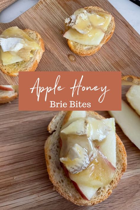 Apple Brie Crostini Appetizers, Apple Brie Honey Crostini, Apple And Brie Crostini, Apple Brie Flatbread, Brie Apple Honey Crostini, Apple And Brie Appetizer, Honey Brie Bites, Apple Brie Bites, Crispy Crostini