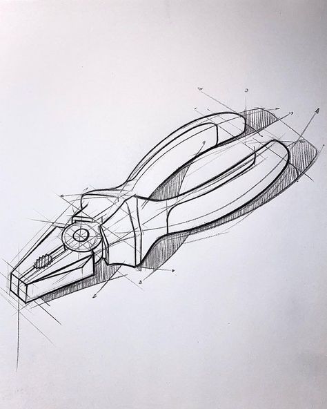 Design Sketches Architecture, Isometric Product Sketches, Furniture Design Sketches Drawings, Form Art Drawing, Exploded View Sketch, Product Design Sketch Concept, Pliers Drawing, Object Sketching, Technology Sketch