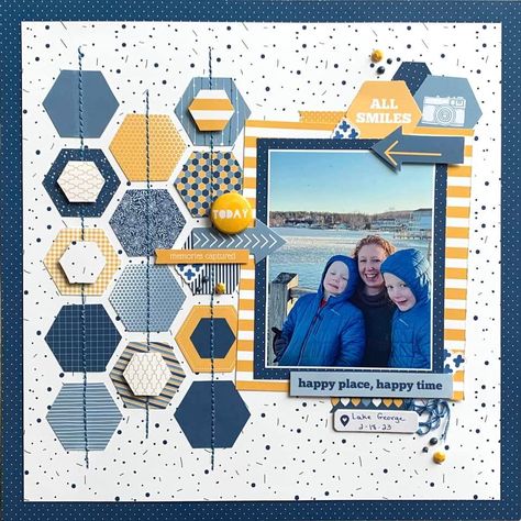 Hexagon Scrapbooking Layouts, 12x12 Scrapbook Layouts Ideas, Scrapbook Sketches 12x12, Scrapbook Generation, Scrapbook Design Layout, Scrapbook Design, 12x12 Scrapbook Layouts, Holiday Scrapbook, Scrapbook Stuff