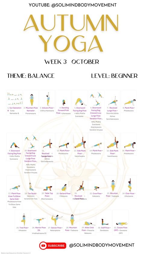 Yoga Sequences Beginner, 60 Minute Yoga Flow Sequence, Autumn Yin Yoga Sequence, Yoga For Autumn, Fun Yoga Flow Sequence, Yoga Class Sequence Template, Fall Yoga Themes, Fall Equinox Yoga Sequence, Fall Yoga Class Themes