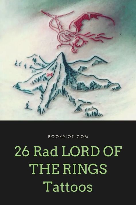 Literary Tattoo Ideas, Lord If The Rings Tattoo, Hobbit Tattoo Ideas, Small Lotr Tattoos, Lord Of The Rings Tattoo Ideas, Nerd Tattoo Ideas, The Hobbit Tattoo, Lotr Tattoo Ideas, Smaug Tattoo