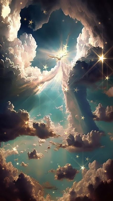 Heaven Aesthetic Wallpaper, Angelic Background, Heaven Core, Heaven Background, Dancing In The Sky, فنسنت فان جوخ, Heaven Images, Jesus Christ Painting, Heavenly Places