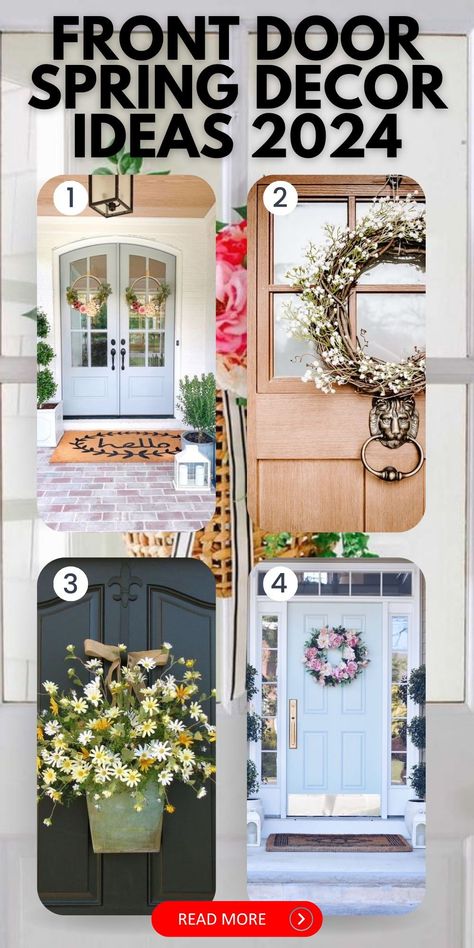 No matter the size or style of your home, our front door decor ideas are tailored to welcome spring into every household. Explore endless possibilities today Decor Porch Ideas, Modern Porch Decor, Front Door Spring Decor, Apartment Outside, Spring Front Door Decor, Front Door Decor Ideas, Window Baskets, Door Decor Ideas, Spring Decor Ideas