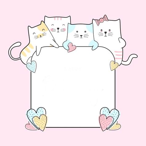 School Stickers Labels, Cute Cat Names, Memo Pad Design, Preschool Decor, Hello Kitty Printables, Note Pad Design, Cat Frame, Paper Background Design, Cartoon Png