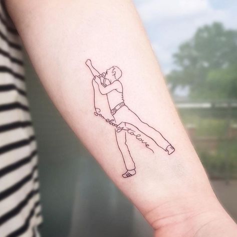 Freddie Mercury Inspired Tattoos, Bohemian Raphsody Tattoo, Freddie Mercury Tattoo Minimalist, Broadway Inspired Tattoos, Queen The Band Tattoo, Queen Inspired Tattoos Band, Band Queen Tattoo, Freddy Mercury Tattoos, Queen Inspired Tattoos