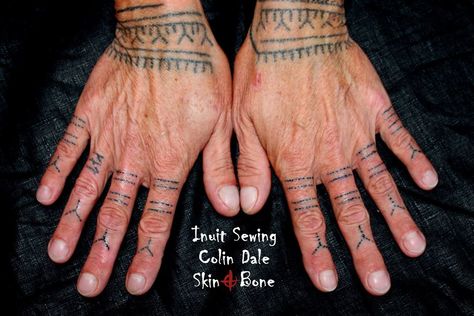 Inuit Sewing by Colin Dale Simple Tattoos Finger, Finger Tattoos Meaning, Forbidden Tattoo, Inuit Tattoos, Tattoos Viking, Tattoos Finger, Borneo Tattoo, Tattoos Meaning, Tattoo Meanings