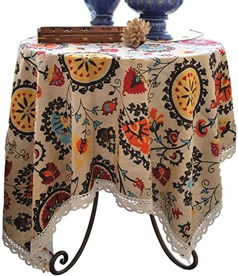 Amazon.com: peruvian tablecloth Fabric Coffee Table, Coffee Table Cloth, Round Tablecloths, Yellow Wreath, Floral Tablecloth, Lace Table, Crafts With Pictures, Styl Boho, Floral Jacquard