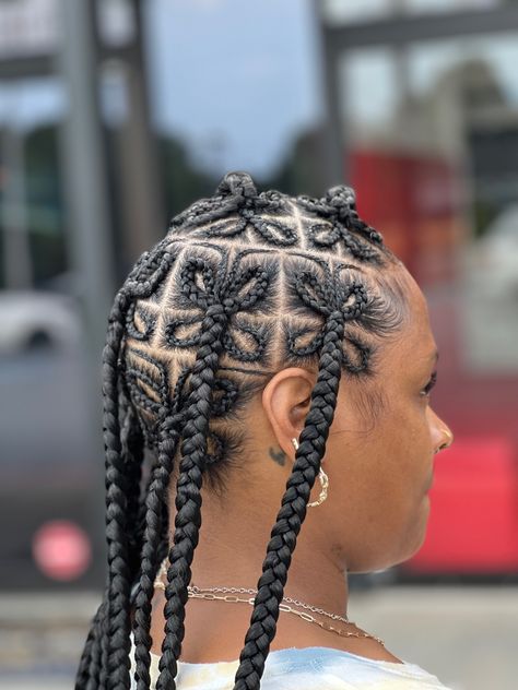 Knotless Box Braids With Designs, Kids Cornrow Hairstyles, New Braided Hairstyles, Braided Hairstyles For Black Women Cornrows, Goddess Braids Hairstyles, African Hair Braiding Styles, Twist Braid Hairstyles, Braided Cornrow Hairstyles, Quick Braided Hairstyles