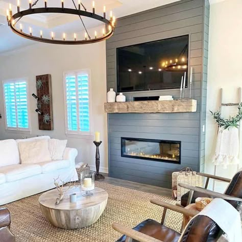 Fireplace Modern Farmhouse Living Room Francois Modernfarmhouse Modern Farmhouse Living Room Ideas, Fireplace Feature Wall, Серая Кухня, Build A Fireplace, Living Tv, Fireplace Built Ins, Modern Farmhouse Living, Modern Farmhouse Living Room, Fireplace Remodel