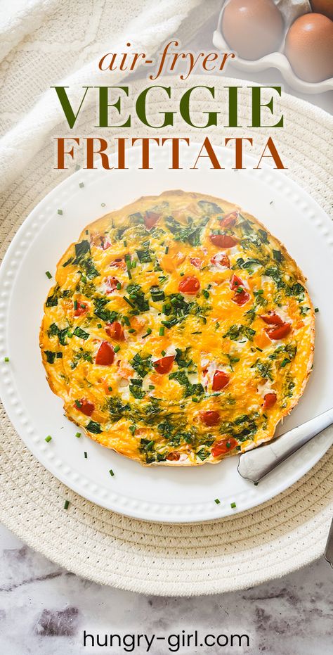 Air-Fryer Tortilla-Shell Veggie Frittata Recipe | Hungry Girl Air Fryer Meals Healthy, Golo Breakfast, Air Fryer Frittata, Veggie Frittata Recipes, Frittata Recipes Breakfast, Recipes For Air Fryer, Eggs And Toast, Veggie Frittata, Smart Points Recipes