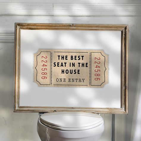 ✣ 𝗜𝗠𝗠𝗘𝗗𝗜𝗔𝗧𝗘 𝗗𝗢𝗪𝗡𝗟𝗢𝗔𝗗 ✣ Step back in time with these Retro Tickets neutral beige and white wall art printable poster. Perfect for adding a touch of vintage style and aesthetic trend to your space. the best seat in the house Ticket Print for Bathroom. Funny Wall Art beige white neutral Aesthetic Vintage Trendy Decor Digital poster gift for dad, mom, daughter, son, husband, wife , friend or grandparents   Make It Yours:  Upon purchase, a high-resolution digital file is yours to kee White Neutral Aesthetic, Toilet Wall Art, Above Bed Wall Art, Wall Art Above Bed, Trendy Art Prints, Toilet Art, Poster White, Print Bathroom, Mid Century Modern Wall Art