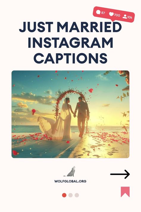 Newlywed couple holding hands on beach with flower petals and sunset backdrop.
An infographic with romantic captions and emojis celebrating love and marriage milestones.
Woman with laptop surrounded by social media icons; advertisement for Instagram engagement pod. Just Married Captions, Romantic Wedding Vows, Best Captions, Longest Marriage, Caption For Friends, Ig Captions, Instagram Engagement, Cool Captions, Same Love