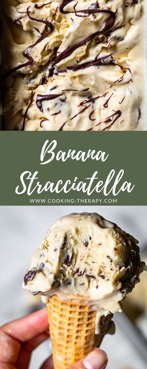 Banana Ice Cream Flavors, Stracciatella Gelato, Banana Nice Cream Recipes, Homemade Banana Ice Cream, Unique Ice Cream Flavors, Unique Ice Cream, Ice Cream Recipes Machine, Nice Cream Recipe, Sorbet Ice Cream