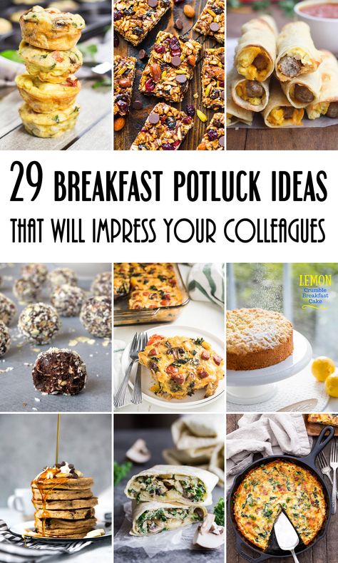 29 Breakfast Potluck Ideas For Work That Will Impress Your Colleagues #breakfast #potluck | yummyaddiction.com Breakfast At Work Party, Breakfast For Potluck Parties, What To Bring To A Breakfast Potluck, Breakfast To Share At Work, Brunch Potluck Ideas For Work, Breakfast Potluck Ideas For Work, Potluck Breakfast, Breakfast Potluck Ideas, Breakfast Parties