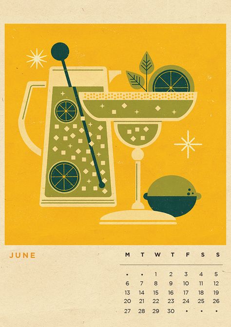 Penguin Habitat, Cocktail Graphic, Cards Hand Painted, Illustrated Calendar, Poster Grafico, Ahmad Tea, Time Illustration, Graphic Design Magazine, Illustration Calendar