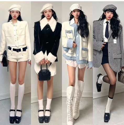 Korean Rich Girl Outfit, Rich Elegant Outfit, Korean Preppy Outfits, Preppy Chic Outfits, Outfit Korean Style, Korean Fashion Kpop, Korean Fashion Dress, Paris Outfits, Cute Preppy Outfits