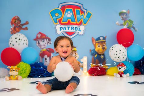 Paw Patrol First Birthday, First Birthday Smash Cake Photoshoot, Birthday Smash Cake Photoshoot, Toddler Boy Photography, Smash Cake Photography, First Birthday Smash Cake, Paw Patrol Birthday Theme, Photo Theme, Cake Photoshoot