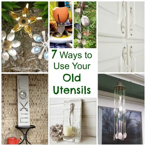 7 Ways to Use Your Old Utensils – Recycled Crafts Kitchen Utensil Art, Repurpose Old Silverware, What To Do With Old Silverware, Utensil Crafts, Diy Silverware Crafts, Easy Plastic Bottle Crafts, Fork Crafts, Rustic Boutique, Flatware Crafts