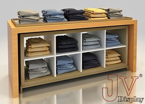 clothes shop display counters customized Shop Counter Ideas Retail Displays, Garment Shop Counter Design, Retail Storage Ideas, Shop Counter Design Clothes, Retail Clothing Racks, Shop Counter Design, Clothing Rack Display, Clothing Store Displays, Shirt Display