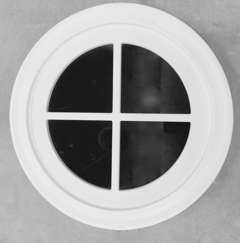 Decorative Faux Window - Round with 4-lites. Faux Windows, Attic Windows, Garage Windows, Fake Window, Attic Window, Porthole Window, Faux Window, Round Window, Home Addition