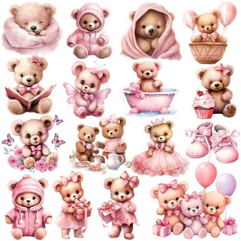 Critter Clips: Watercolour Clipart Creatures Watercolor Nursery Art, Watercolour Nursery Art, Creative Clips Clipart, Puppy Portraits, Digital Paper Free, Teddy Bear Clipart, Baby Art Projects, Cartoon Crazy, Baby Shower Clipart