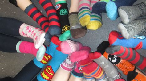 Mental Hospital Socks, Downs Syndrome Awareness, Down's Syndrome Art, Lots Of Socks, World Downs Syndrome Day, Playful Multicolor Cotton Socks, Crazy Socks, Colorful Socks, How To Wear