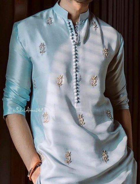 Panjabi Suit For Men, Kurtas For Men Style Indian, Blue Kurta Men, Mens Ethnic Wear Kurta, Men Kurta Designs Style, Stylish Kurta For Men, Kurta Embroidery Design, Men Kurta Design, Traditional Indian Mens Clothing