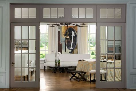 For loft area? French Doors With Sidelights, French Doors With Transom, Room Divider Shelves, Sliding Room Dividers, Modern Room Divider, Living Room Door, Glass French Doors, Glass Doors Interior, Foyer Decorating